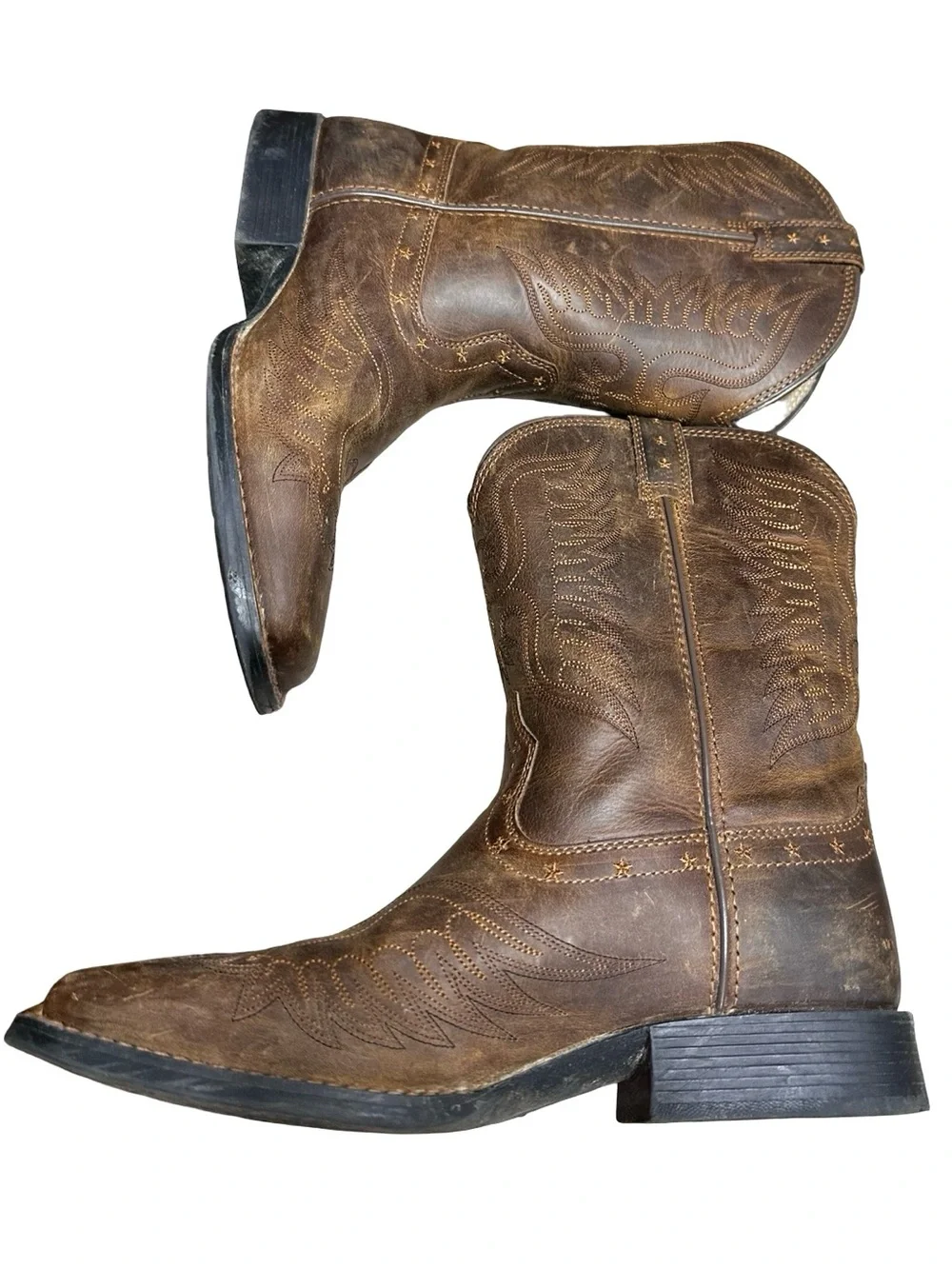 ARIAT HONOR DISTRESSED BROWN BOOTS SIZE 6 KIDS STYLE 10017313 WESTERN SQUARE TOE